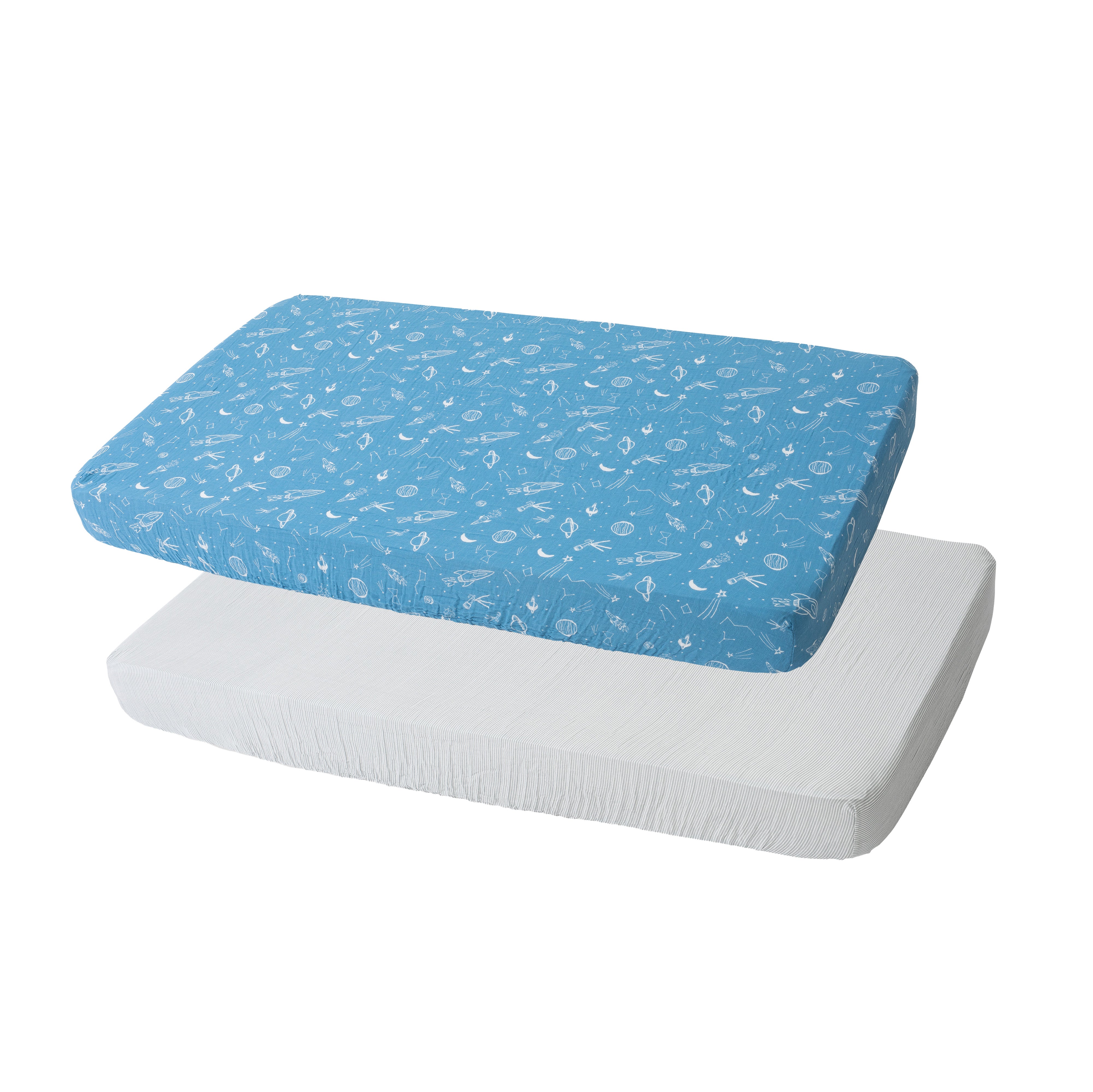 Cotton Muslin Crib Sheet 2 Pack - Star Gaze