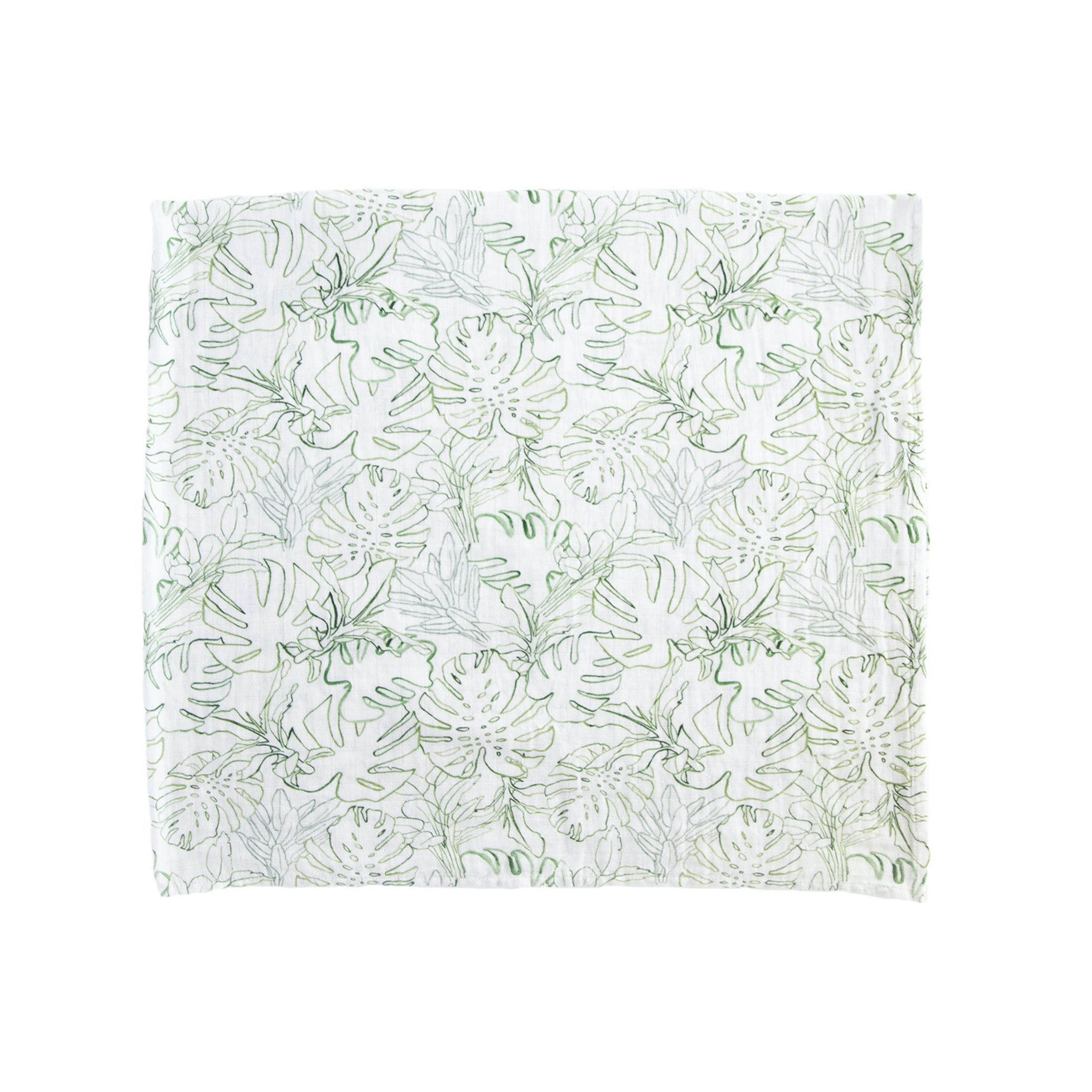 Organic Cotton Muslin Swaddle Blanket 2 Pack - Jungle Leaf Set