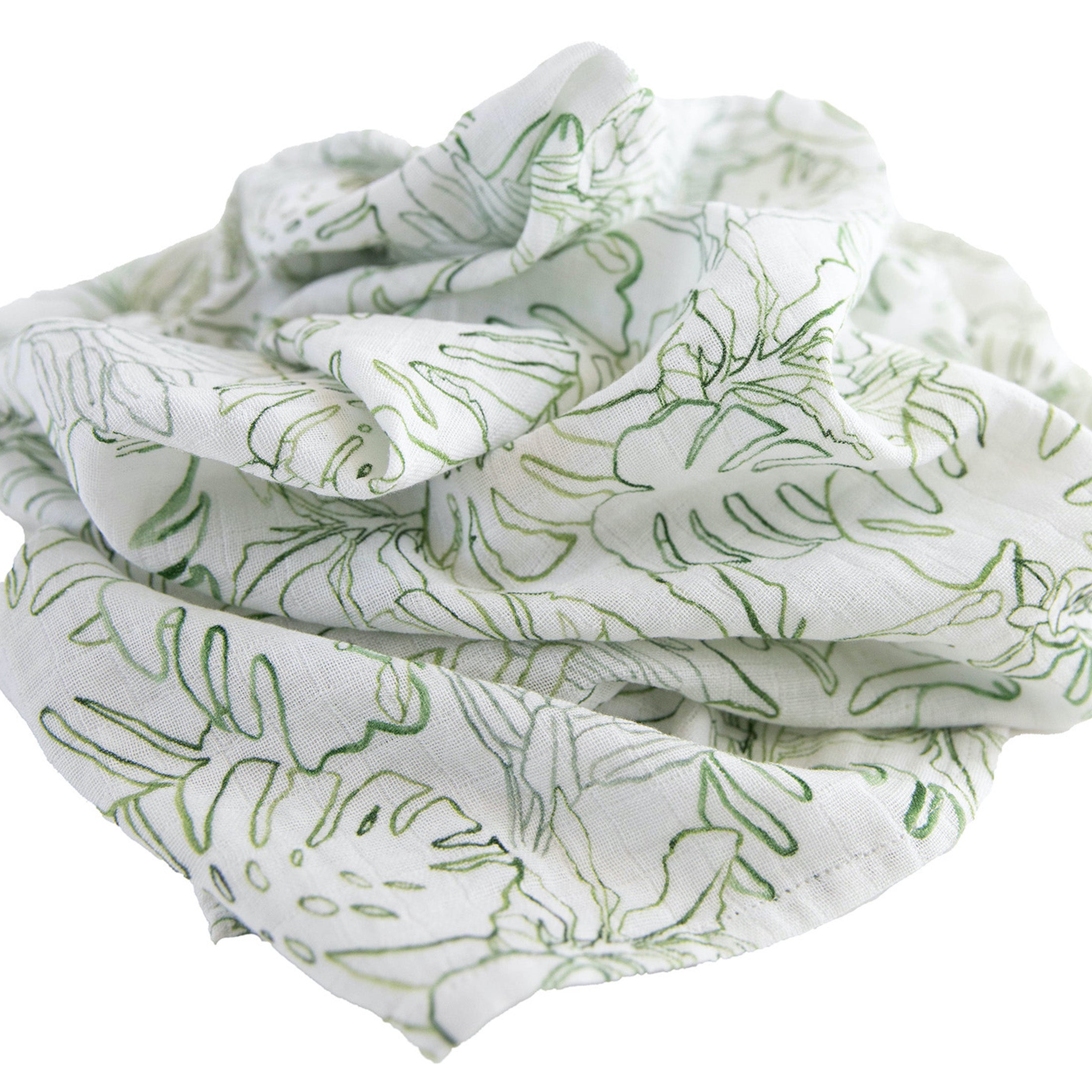 Organic Cotton Muslin Swaddle Blanket 2 Pack - Jungle Leaf Set