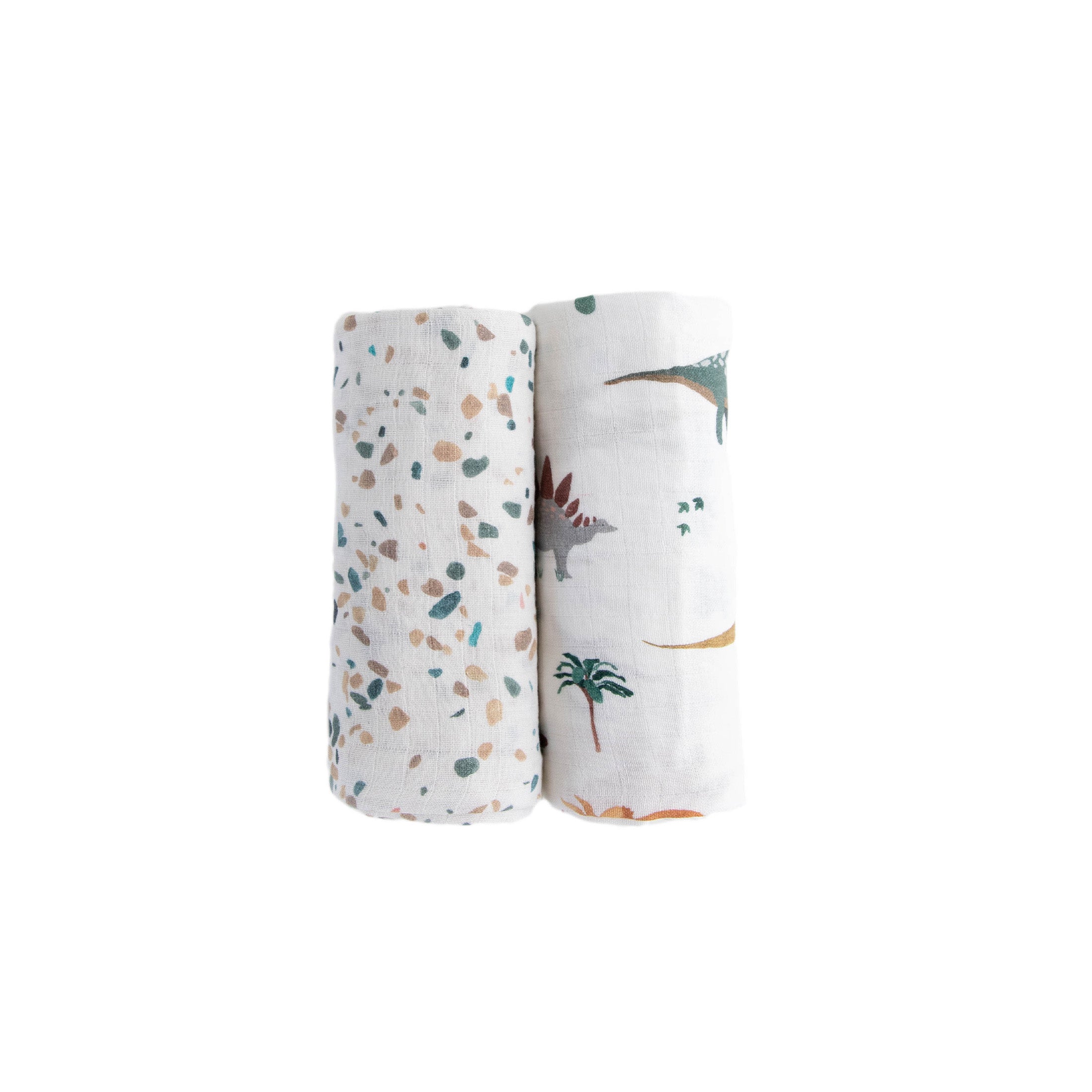 Organic Cotton Muslin Swaddle Blanket 2 Pack - Dino Days Set