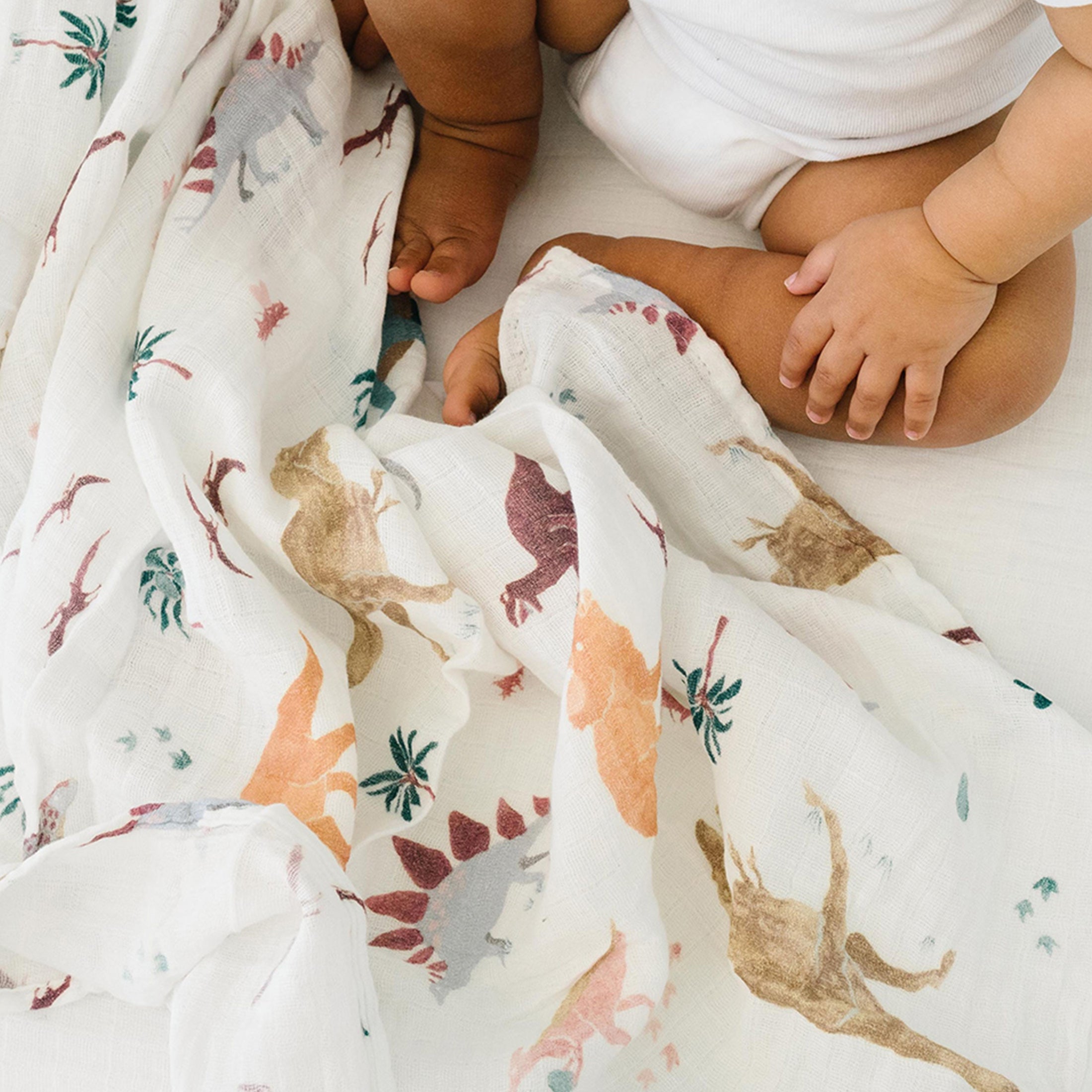 Organic Cotton Muslin Swaddle Blanket 2 Pack - Dino Days Set