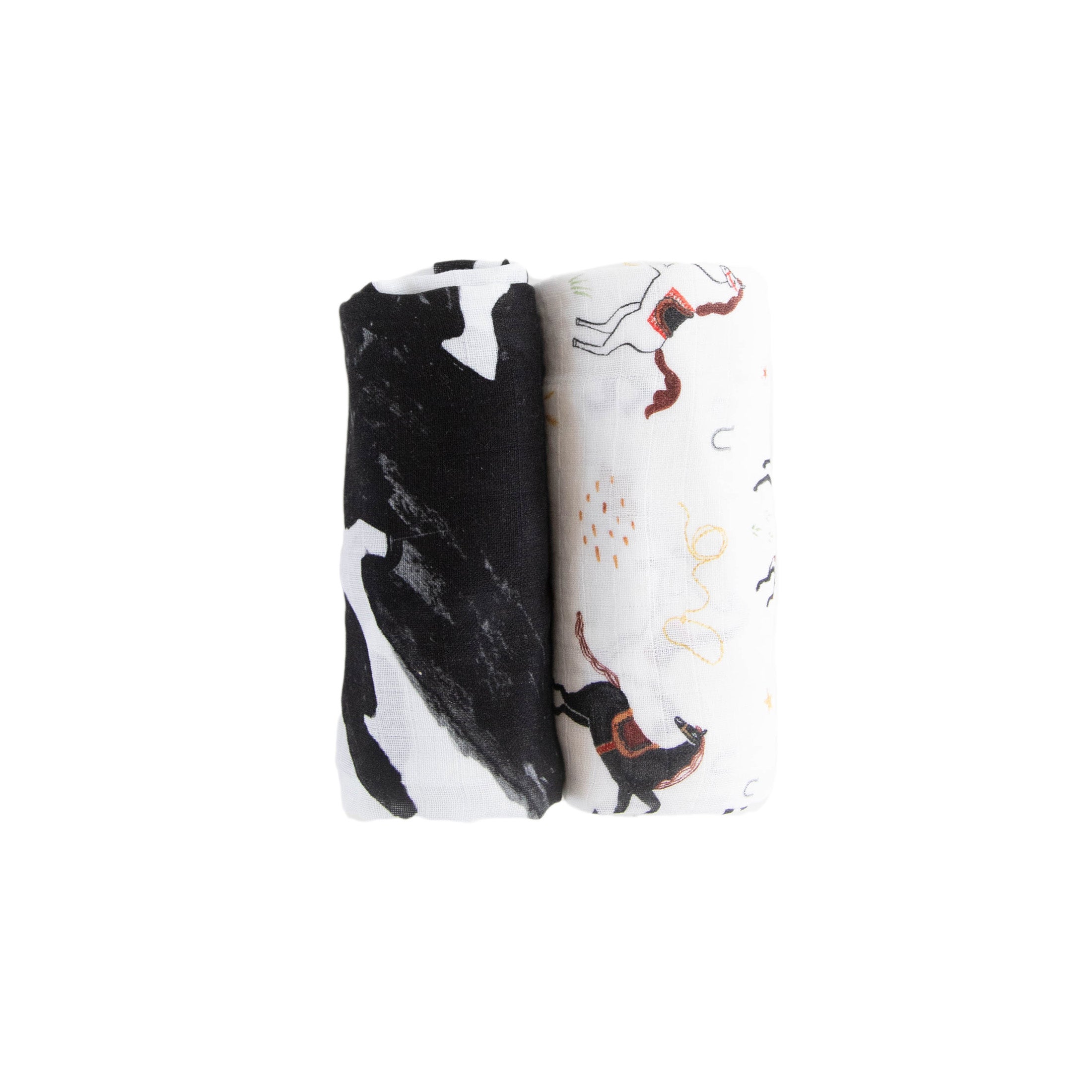 Organic Cotton Muslin Swaddle Blanket 2 Pack - Howdy Horse Set