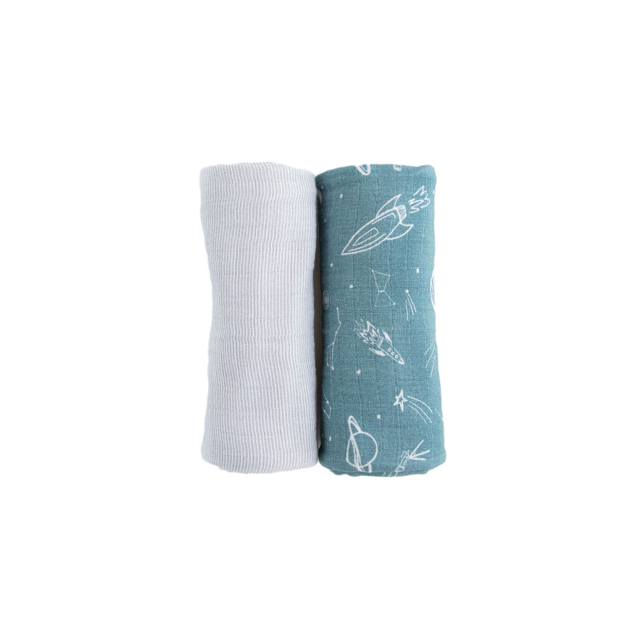 Organic Cotton Muslin Swaddle Blanket 2 Pack - Star Gaze Set