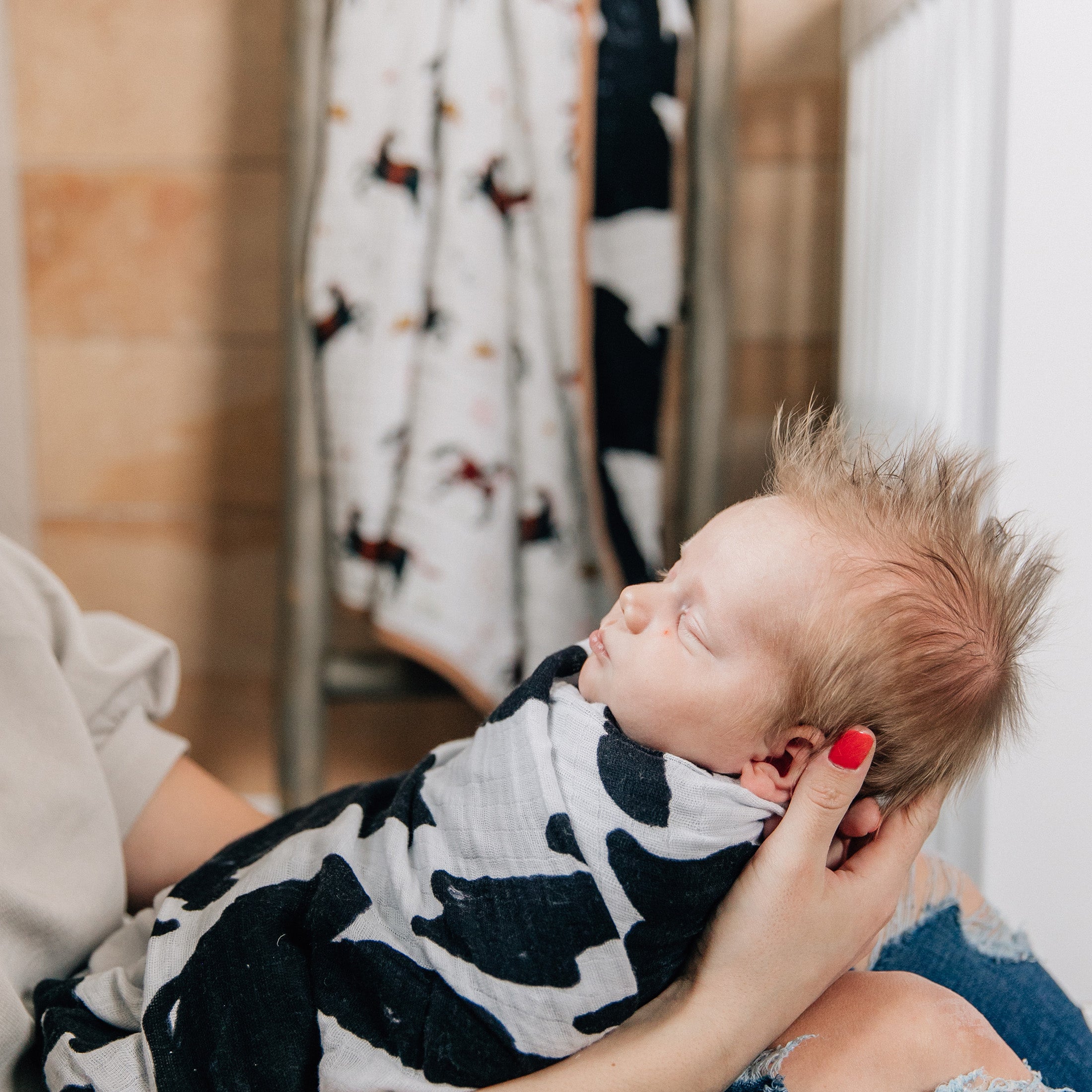 Organic Cotton Muslin Swaddle Blanket - Moo Cow