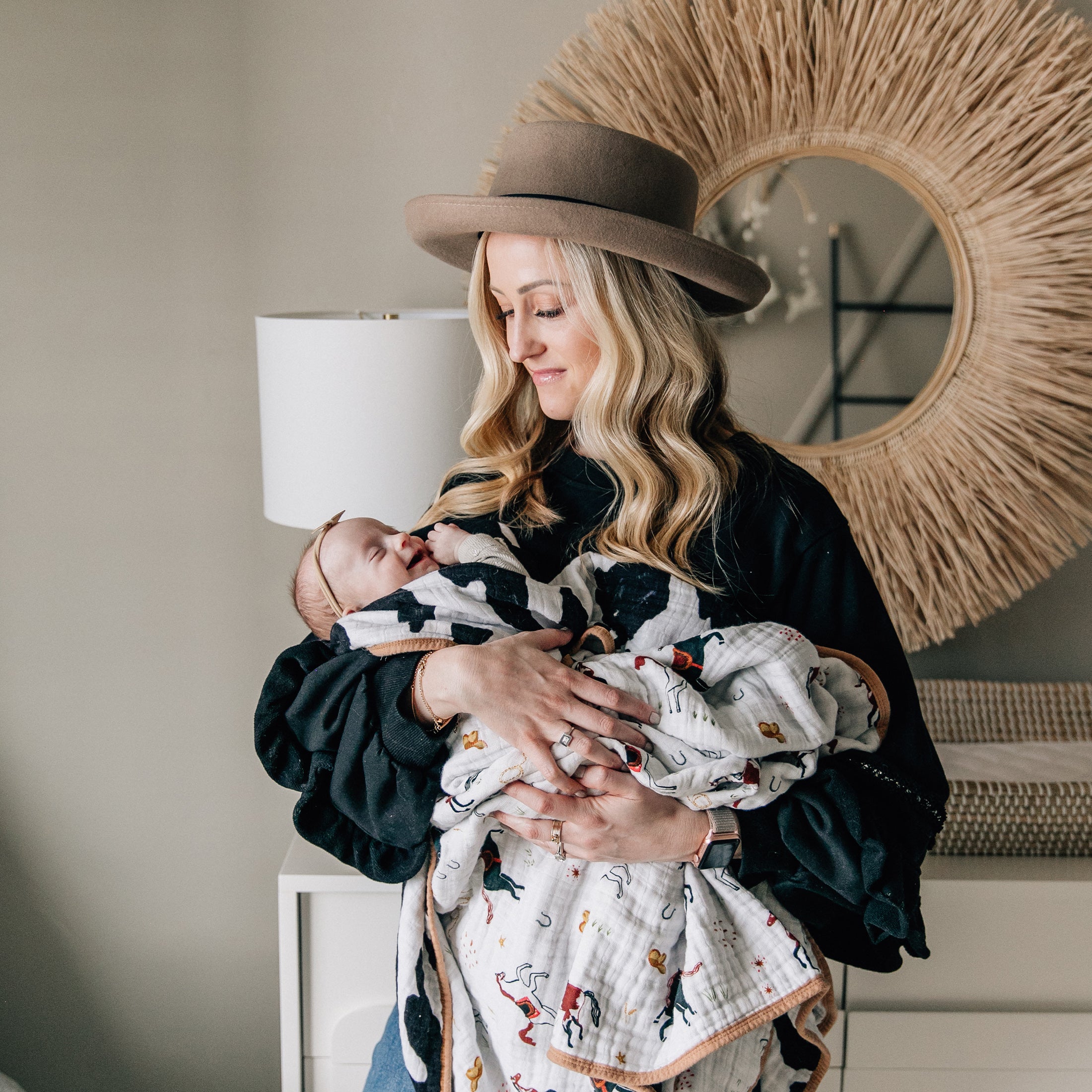 Organic Cotton Muslin Baby Quilt - Howdy Horse