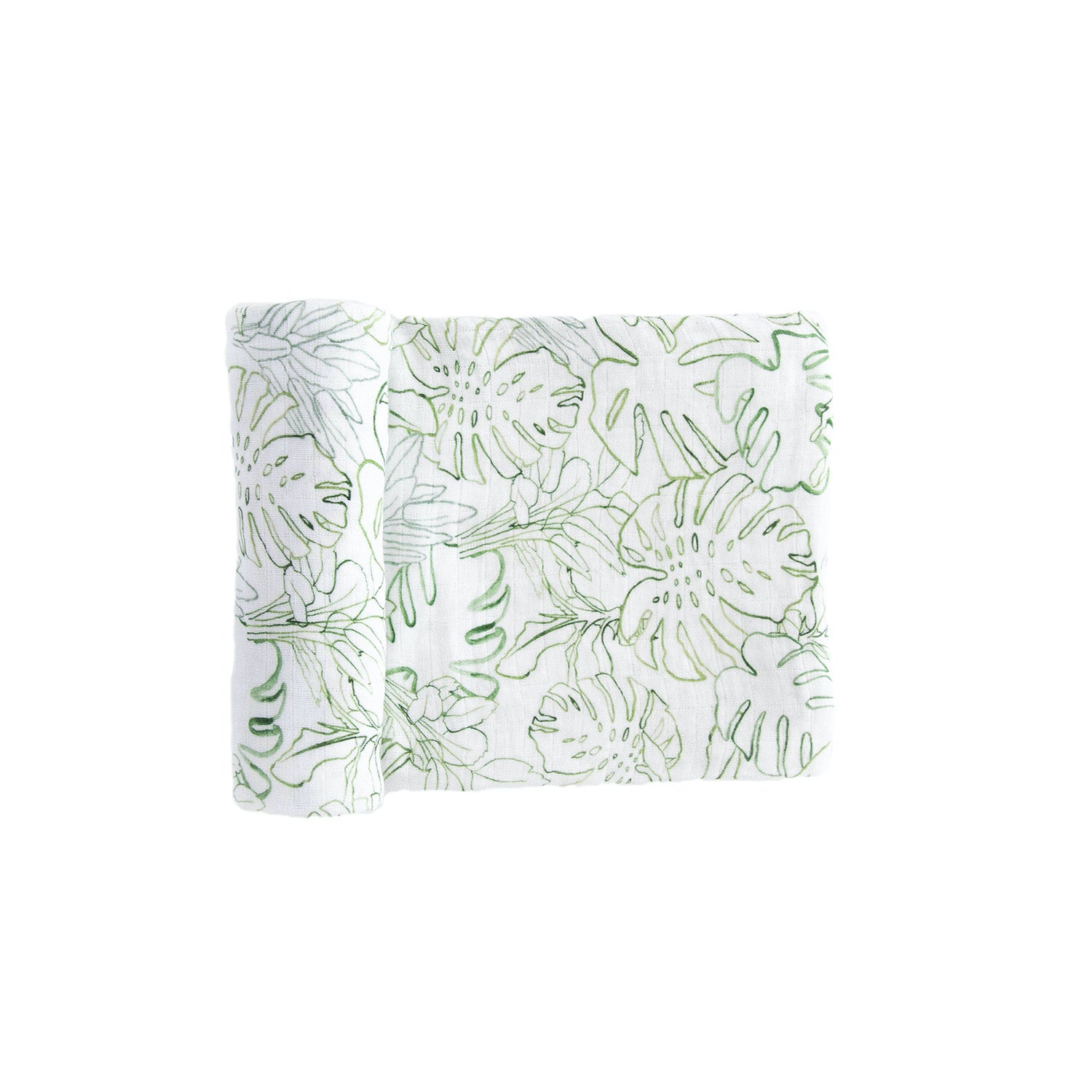 Organic Cotton Muslin Swaddle Blanket - Jungle Leaf