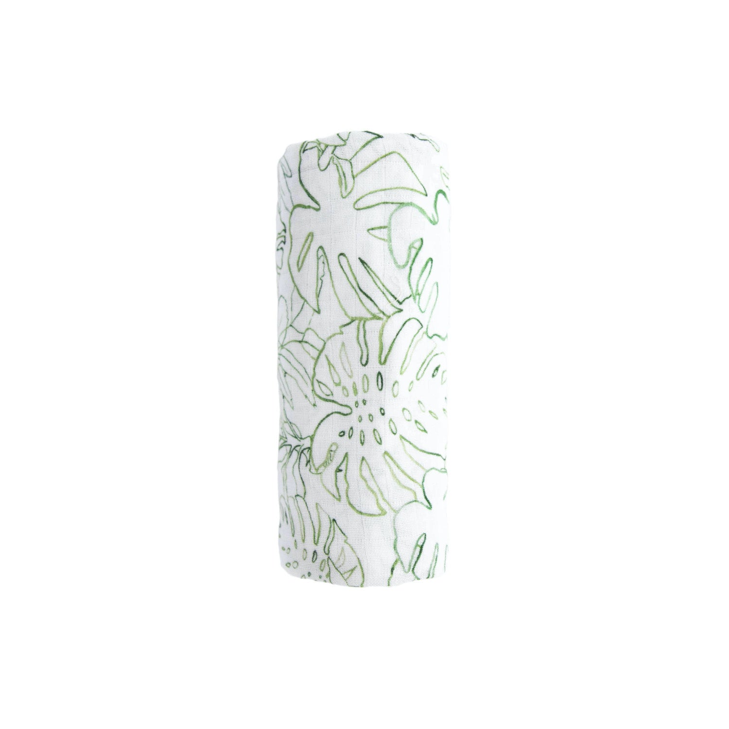 Organic Cotton Muslin Swaddle Blanket - Jungle Leaf