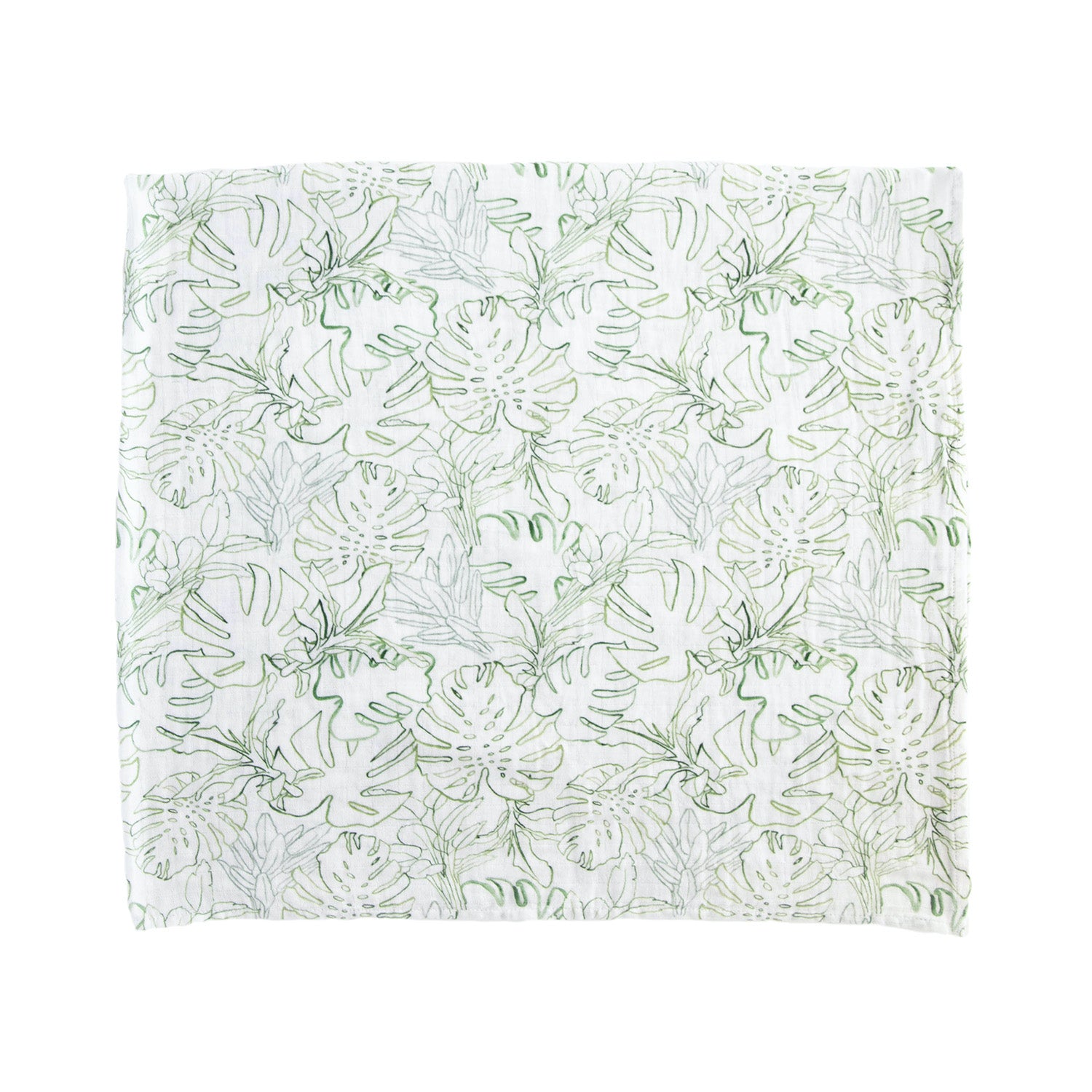Organic Cotton Muslin Swaddle Blanket - Jungle Leaf