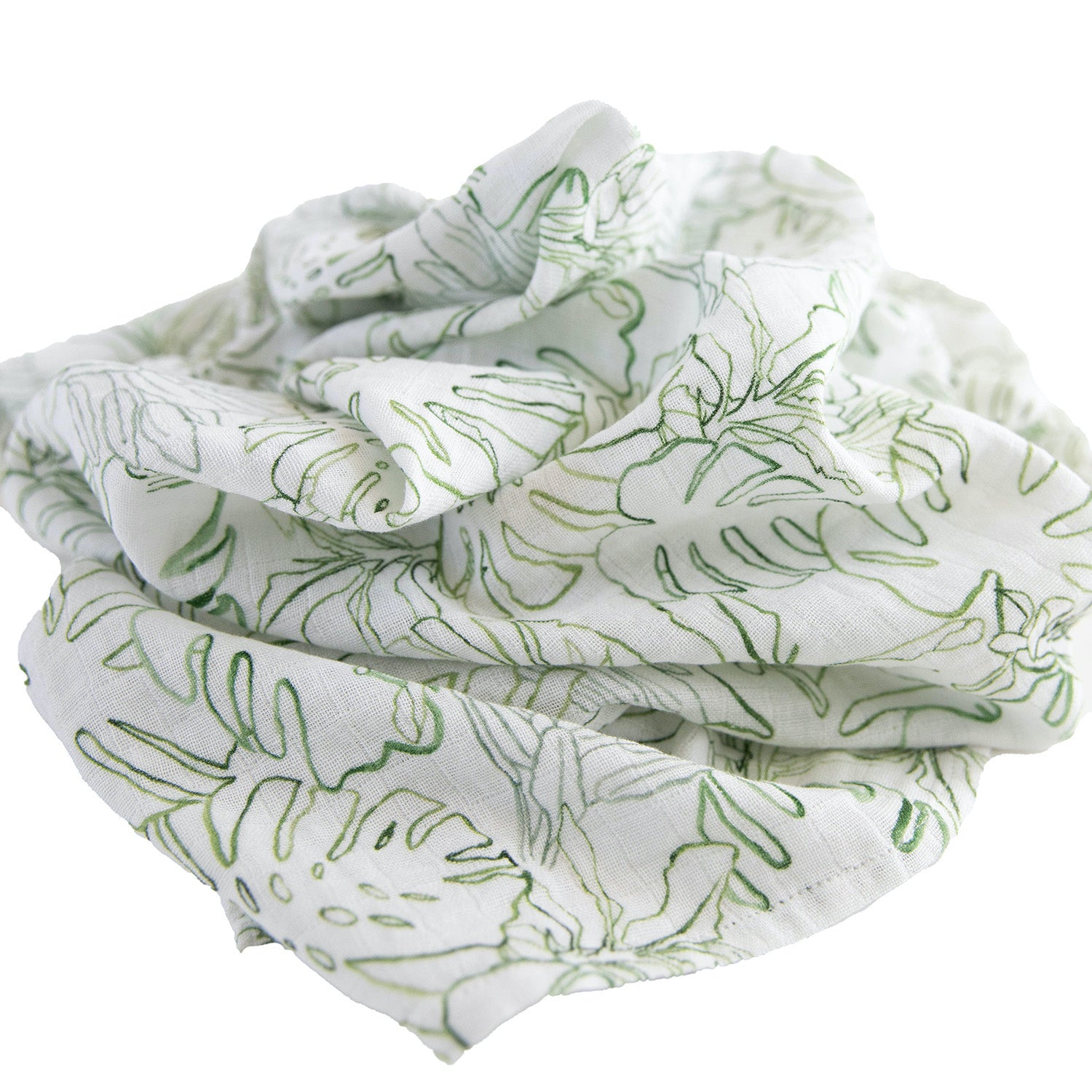 Organic Cotton Muslin Swaddle Blanket - Jungle Leaf