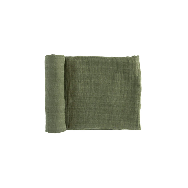 Organic Cotton Muslin Swaddle Blanket - Dark Green