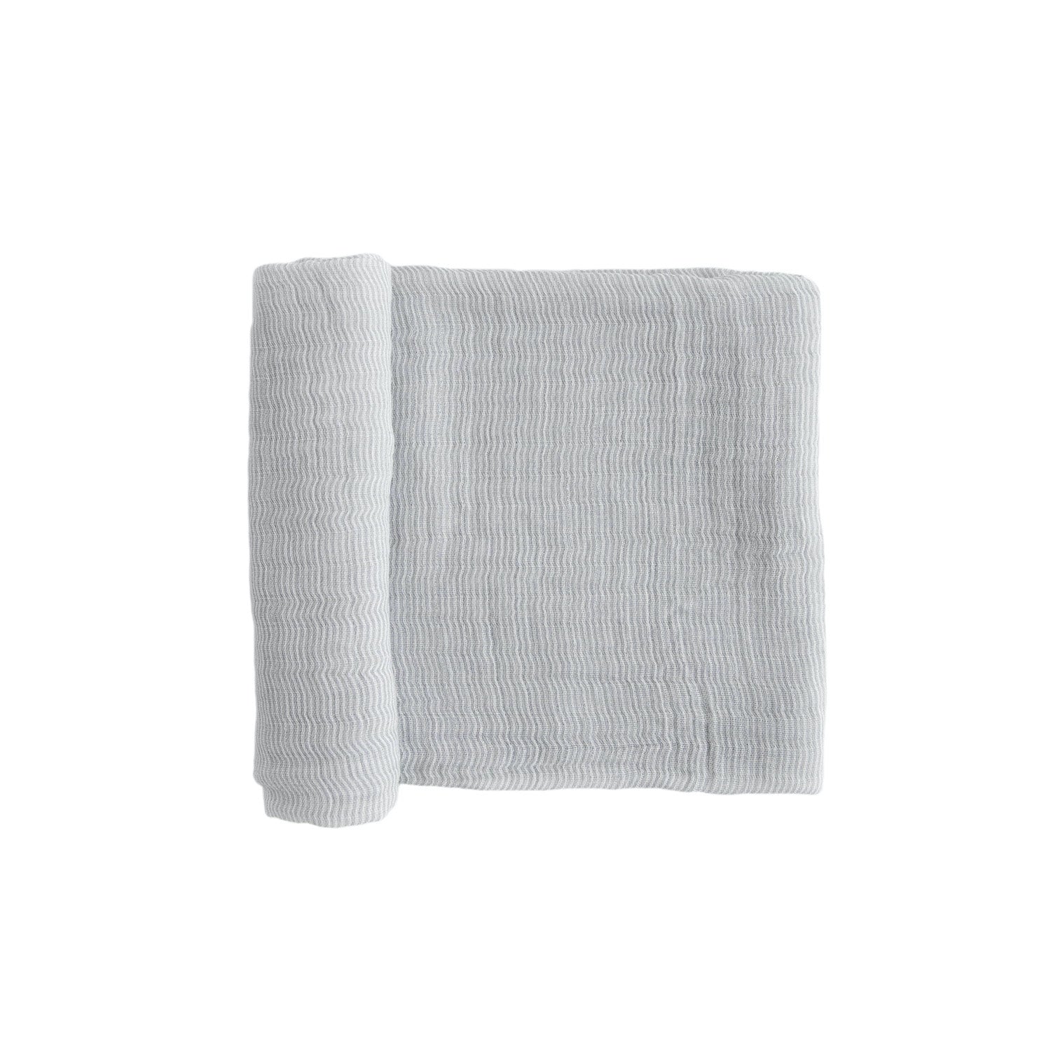 Organic Cotton Muslin Swaddle Blanket - Grey Micro Stripe