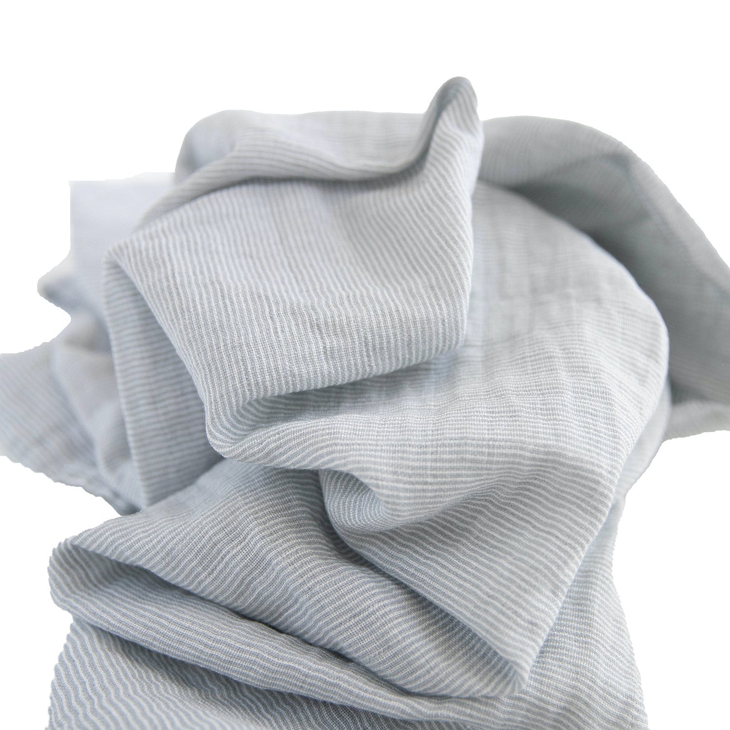 Organic Cotton Muslin Swaddle Blanket - Grey Micro Stripe
