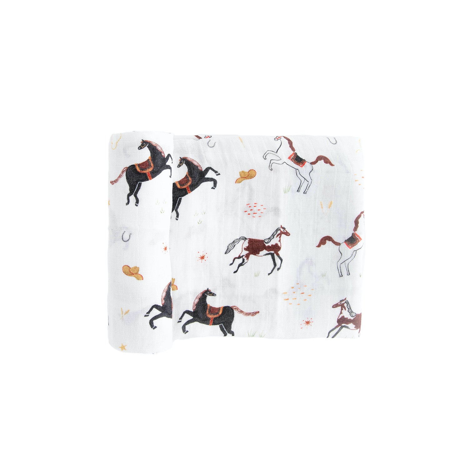 Organic Cotton Muslin Swaddle Blanket - Howdy Horse