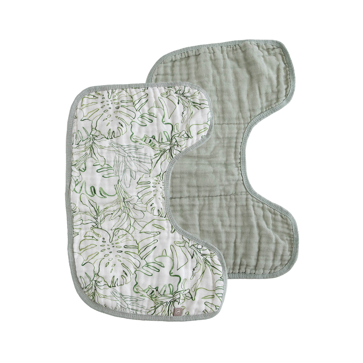 Organic Cotton Muslin Burp Cloth 2 Pack - Jungle Leaf
