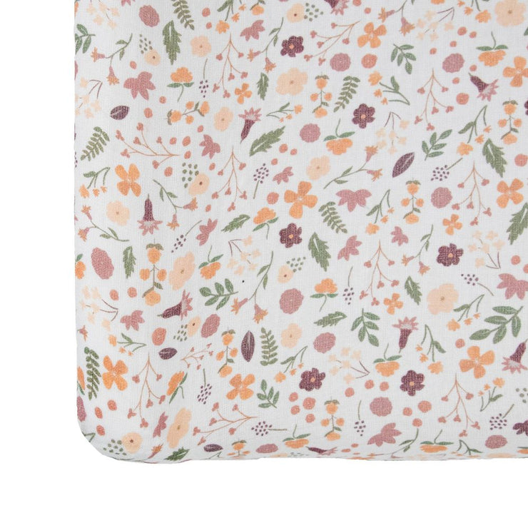 Organic Cotton Muslin Changing Pad Cover - Mauve Meadow