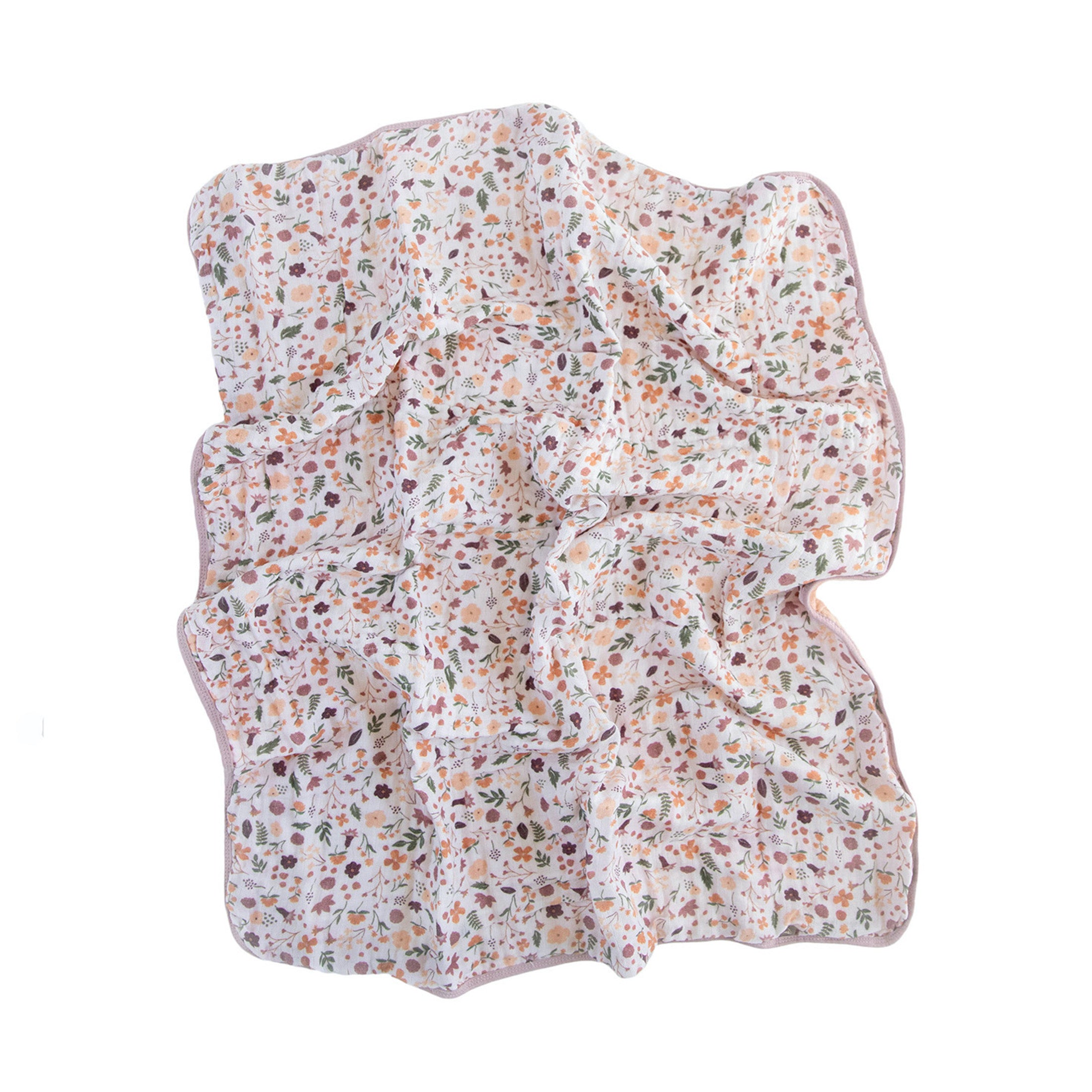 Organic Cotton Muslin Baby Quilt - Mauve Meadow