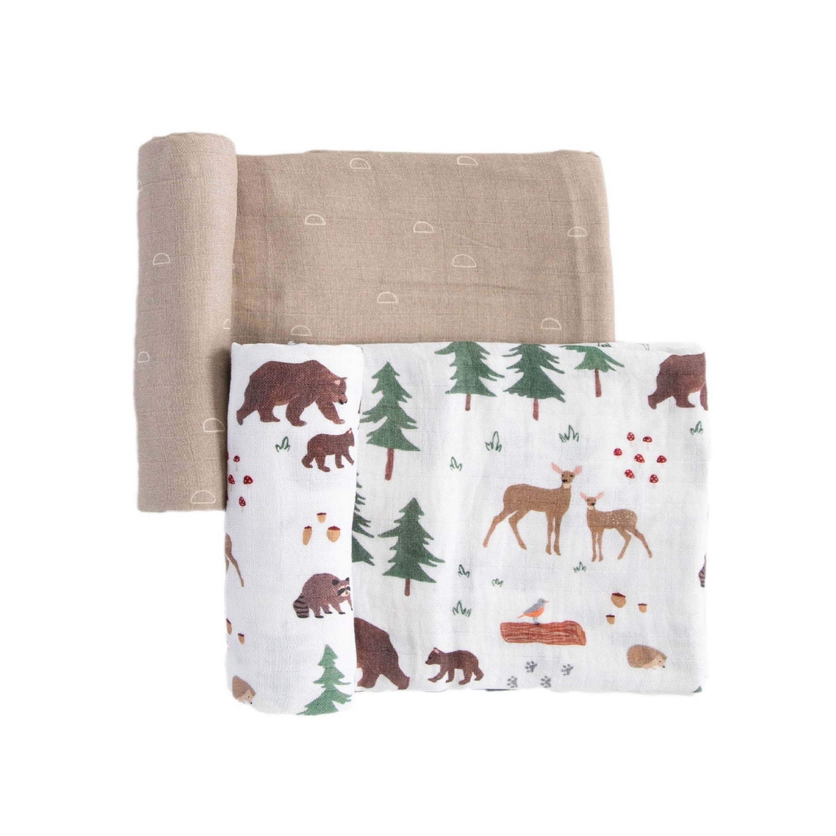 Organic Cotton Muslin Swaddle Blanket 2 Pack - Bear Buddies Set