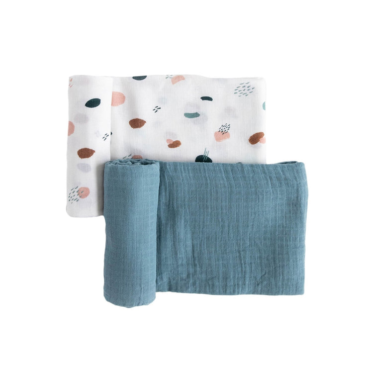 Organic Cotton Muslin Swaddle Blanket 2 Pack - Dots & Dashes Set