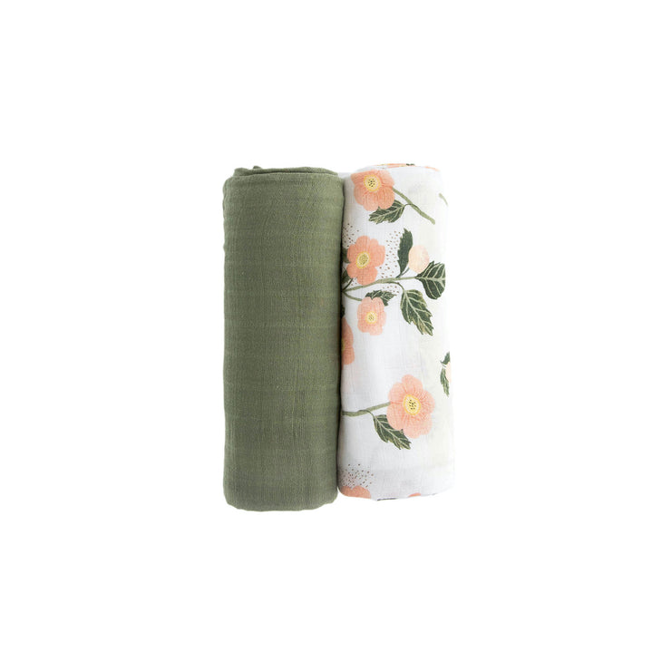 Organic Cotton Muslin Swaddle Blanket 2 Pack - Blushing Bloom Set