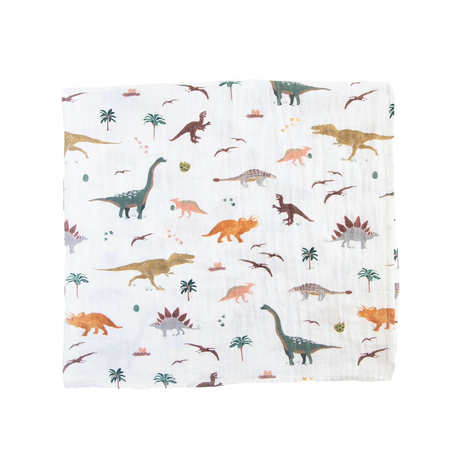 Organic Cotton Muslin Swaddle Blanket 2 Pack - Dino Days Set