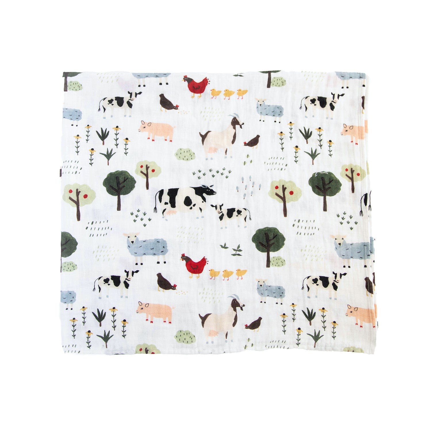 Organic Cotton Muslin Swaddle Blanket 2 Pack - Family Farm Set