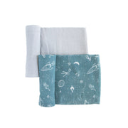 Organic Cotton Muslin Swaddle Blanket 2 Pack - Star Gaze Set
