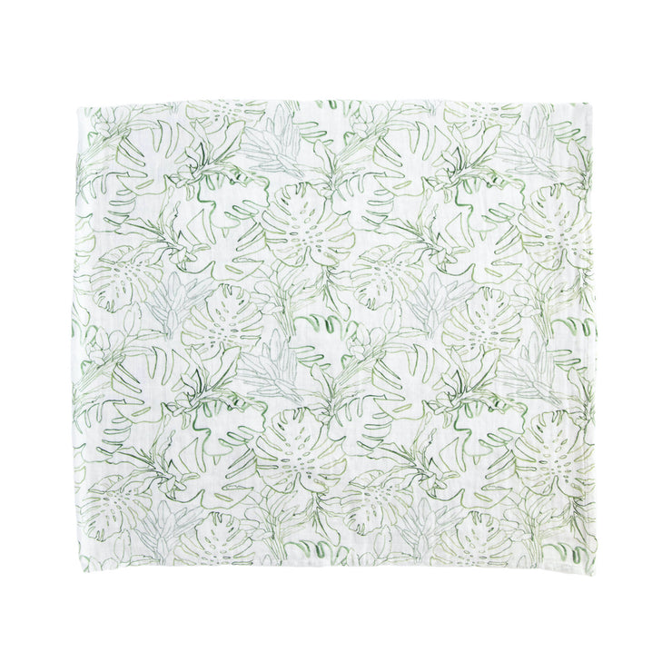 Organic Cotton Muslin Swaddle Blanket - Jungle Leaf