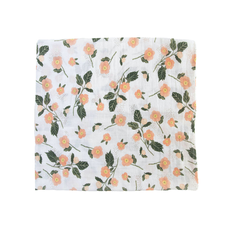 Organic Cotton Muslin Swaddle Blanket - Blushing Bloom
