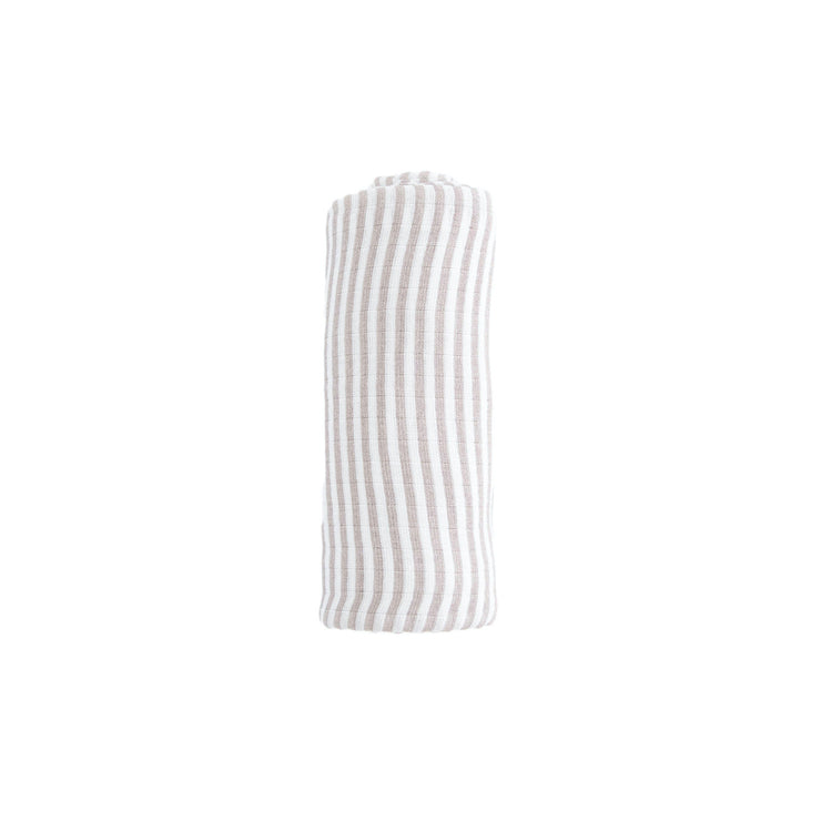 Organic Cotton Muslin Swaddle Blanket - Oatmeal Stripe