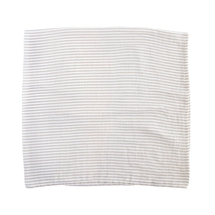 Organic Cotton Muslin Swaddle Blanket - Oatmeal Stripe