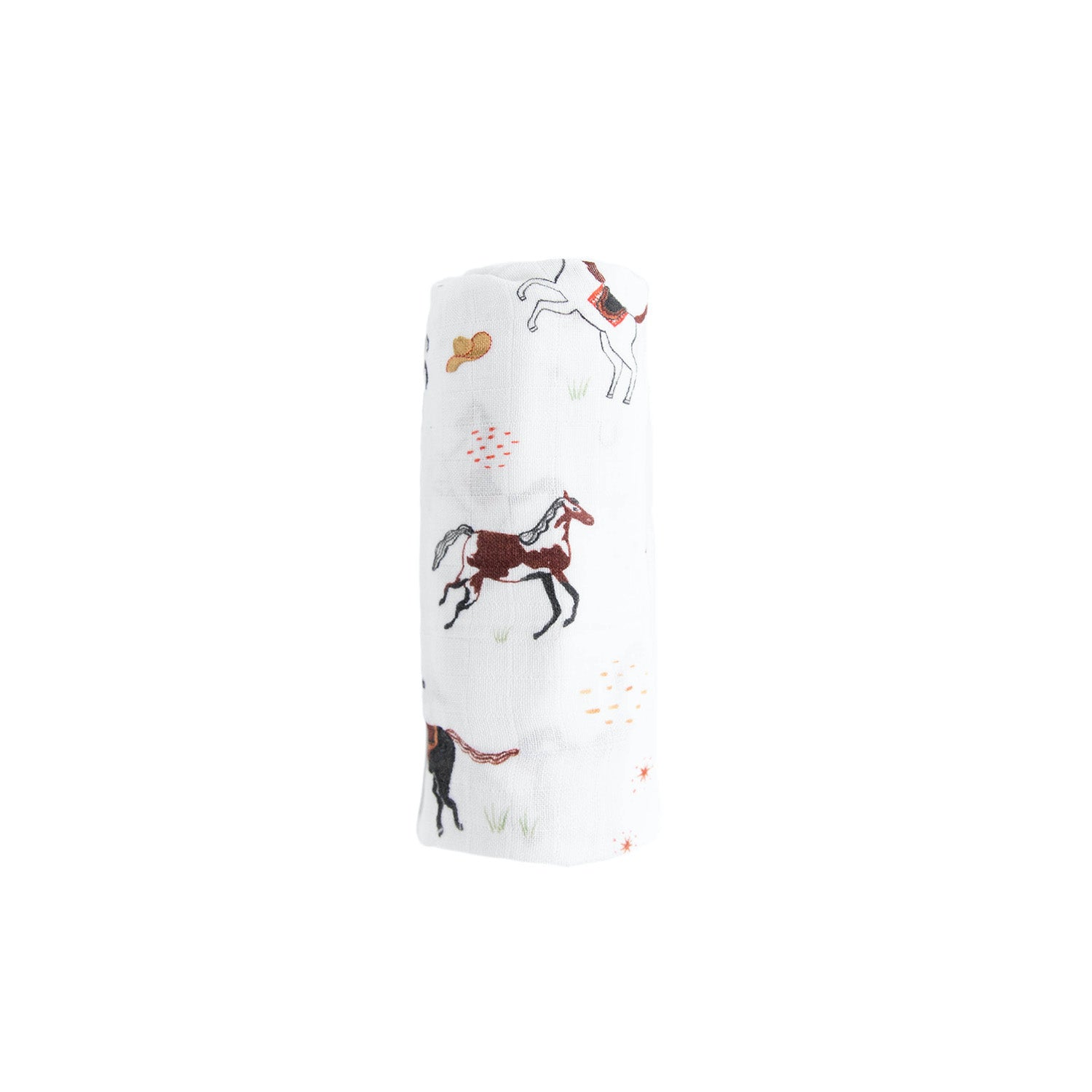 Organic Cotton Muslin Swaddle Blanket - Howdy Horse