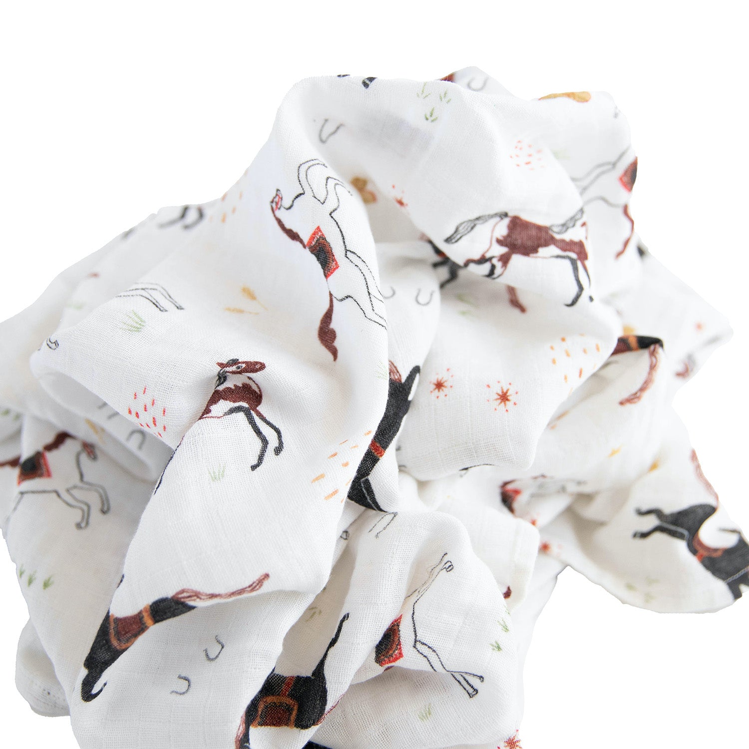 Organic Cotton Muslin Swaddle Blanket - Howdy Horse