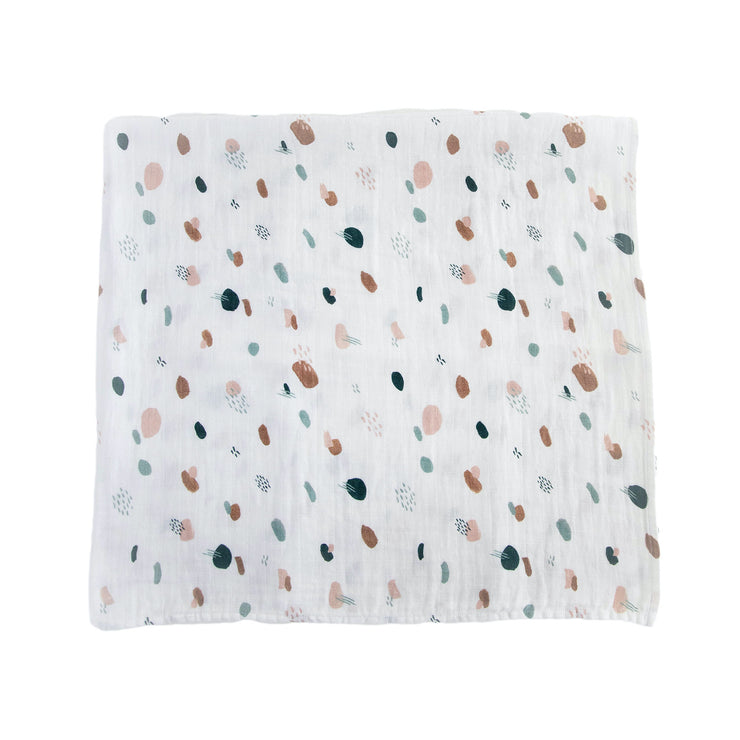Organic Cotton Muslin Swaddle Blanket - Dots & Dashes