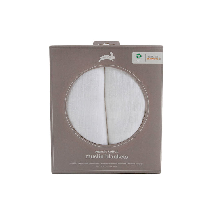 Organic Cotton Muslin Swaddle Blanket 2 Pack - White Set