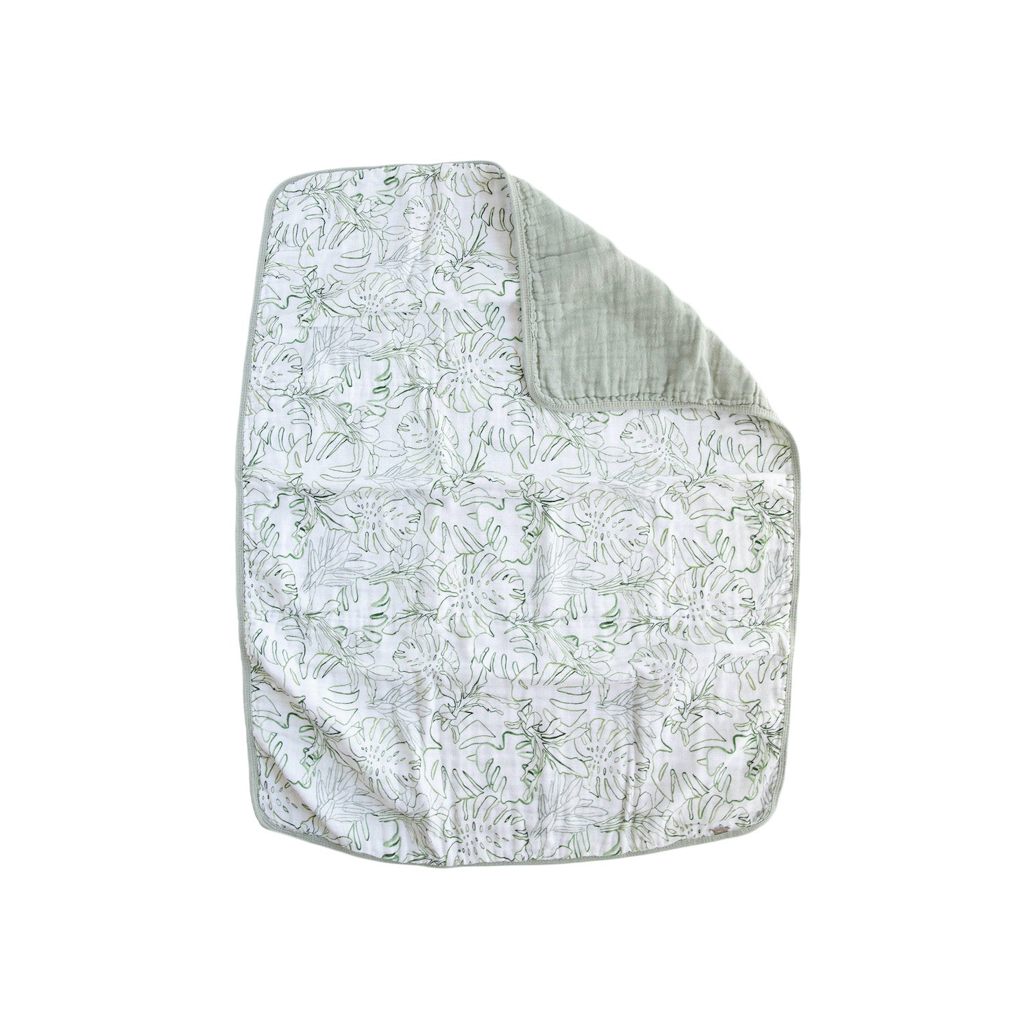 Organic Cotton Muslin Baby Quilt - Jungle Leaf