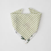 cotton muslin reversible bandana bib green stripe print, side 2