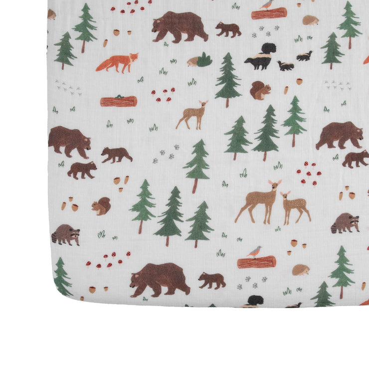 Organic Cotton Muslin Crib Sheet - Bear Buddies