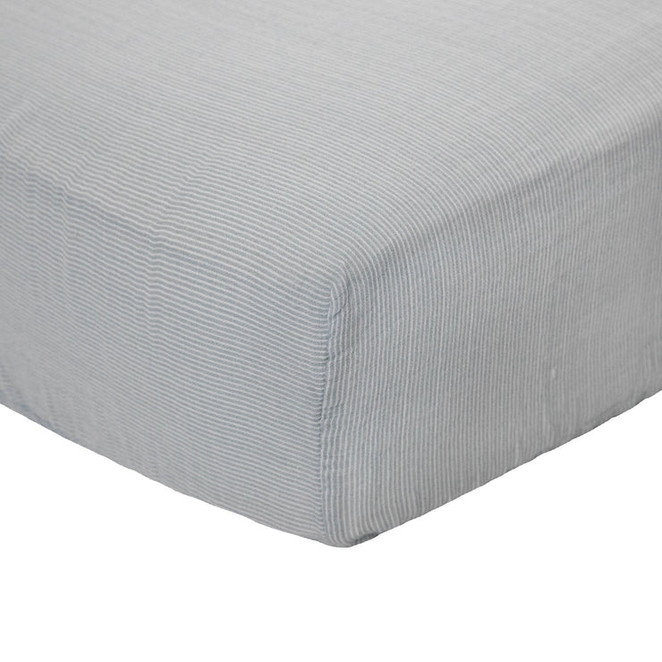 Organic Cotton Muslin Crib Sheet - Grey Micro Stripe