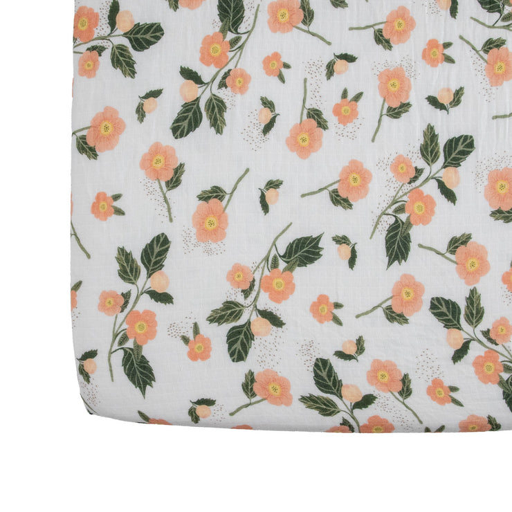 Organic Cotton Muslin Crib Sheet - Blushing Bloom