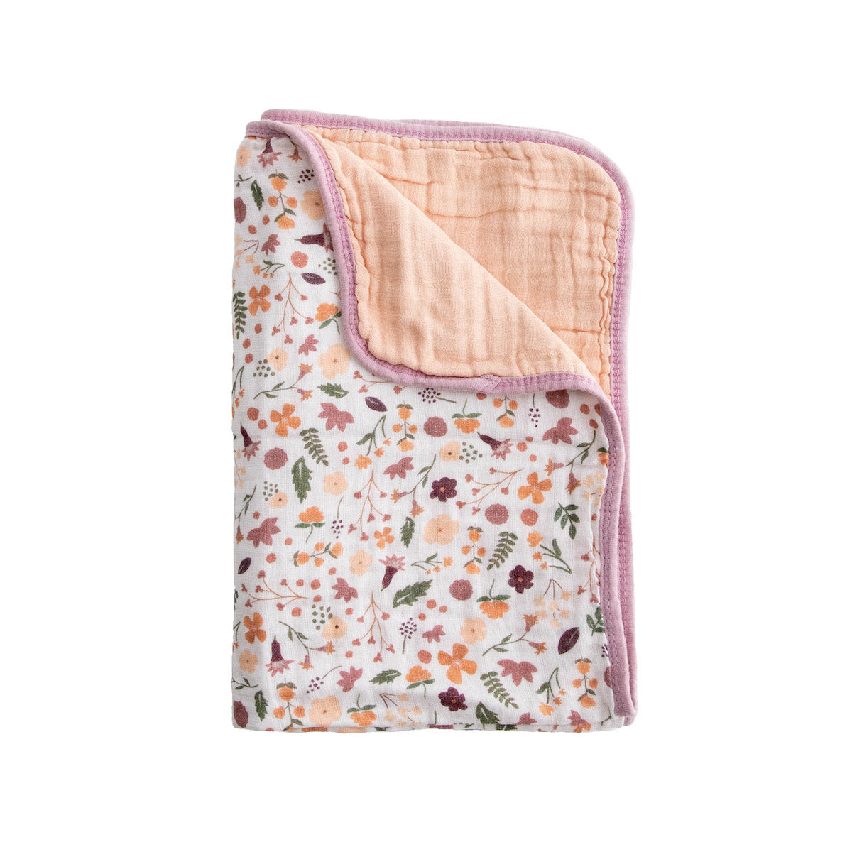 Organic Cotton Muslin Baby Quilt - Mauve Meadow