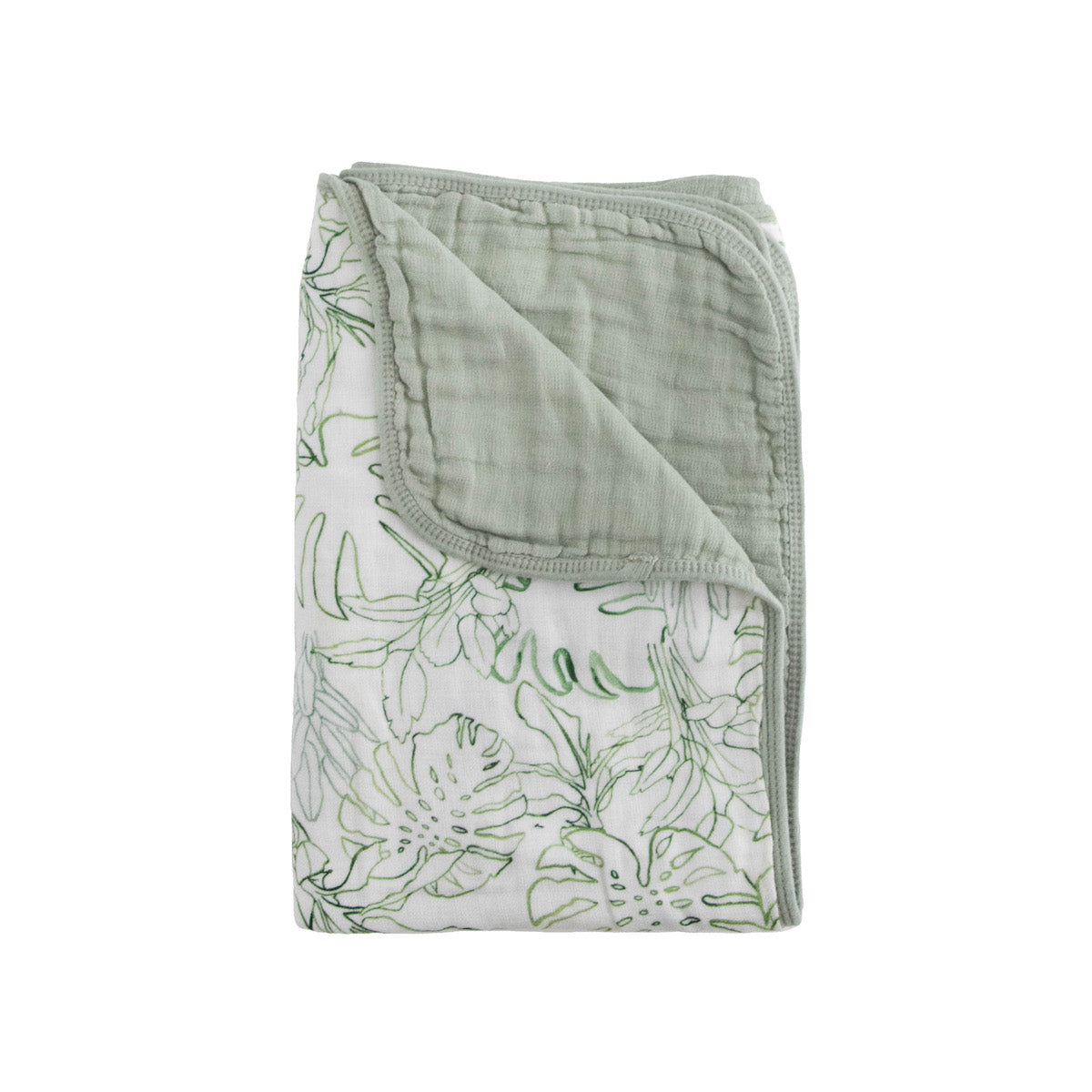 Organic Cotton Muslin Baby Quilt - Jungle Leaf