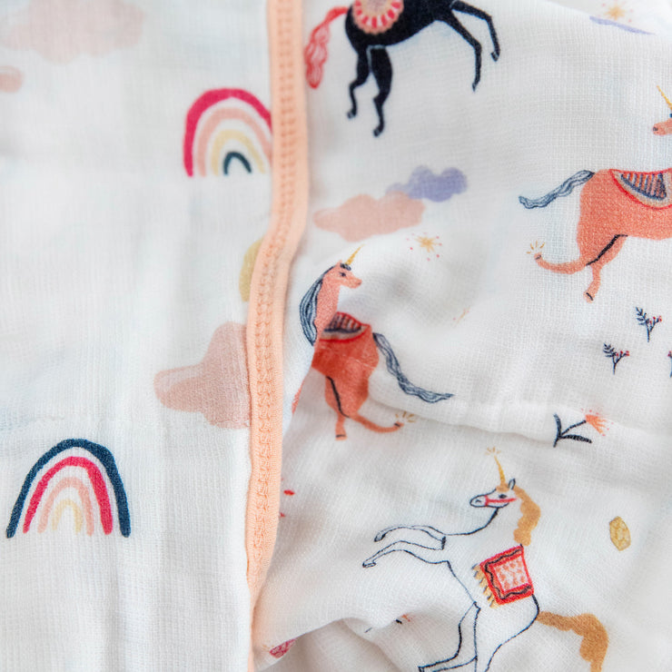 Organic Cotton Muslin Baby Quilt - Little Unicorns
