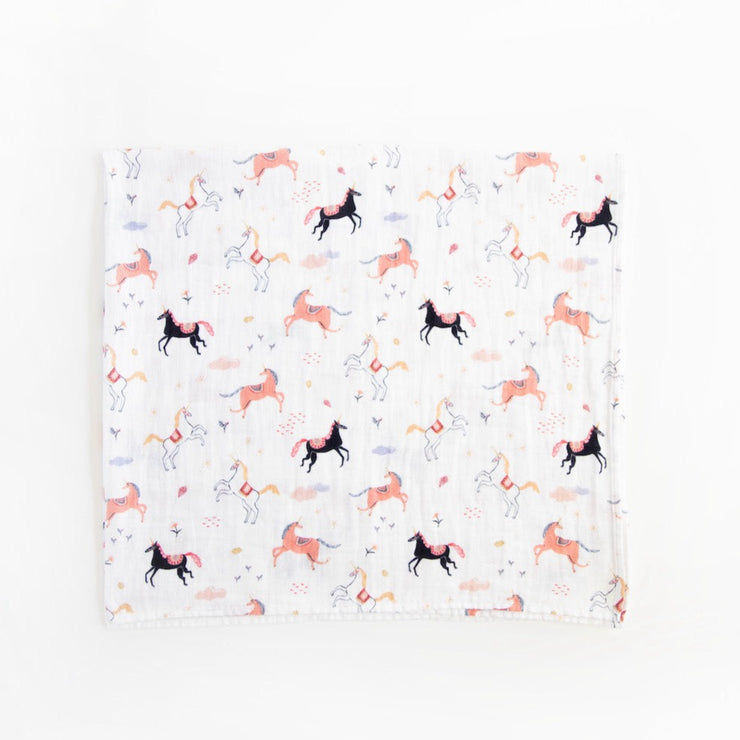 Organic Cotton Muslin Swaddle Blanket - Little Unicorns
