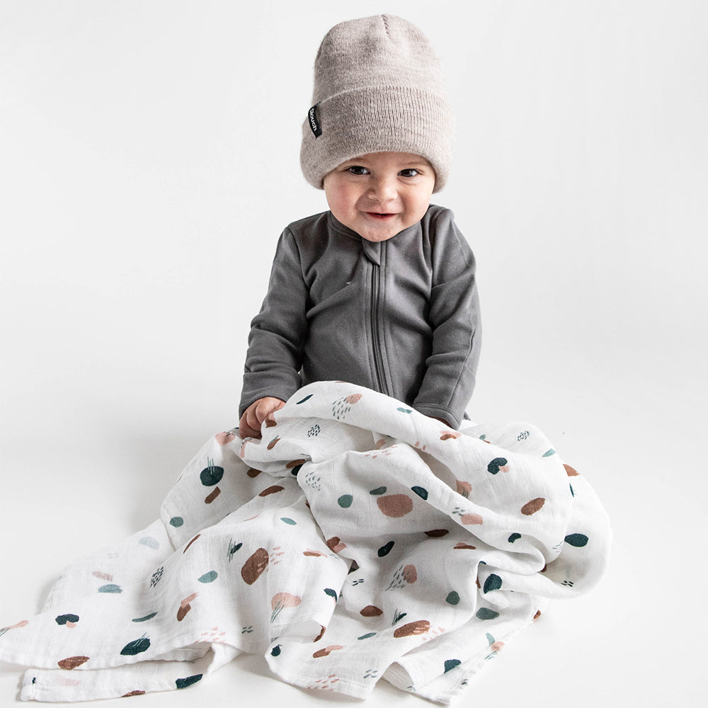 Organic Cotton Muslin Swaddle Blanket - Dots & Dashes