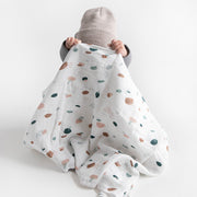 Organic Cotton Muslin Swaddle Blanket - Dots & Dashes