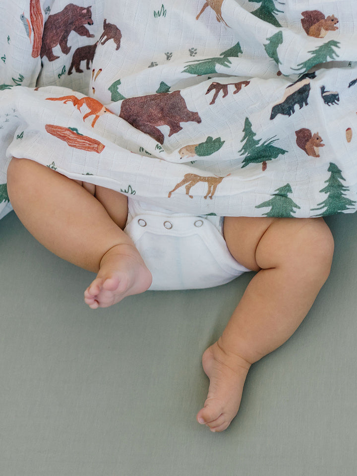 Organic Cotton Muslin Swaddle Blanket - Bear Buddies